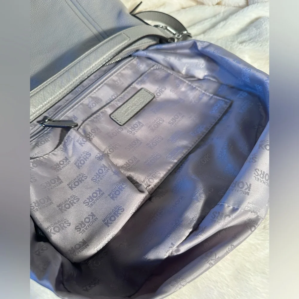 ✨ Michael Kors Julia Gray Pebbled Leather Convertible Shoulder Bag Hobo EUC